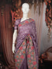 Light Purple Floral Thread Embroidered Design Shimmer Party Wear Saree with Thread Work Border