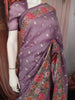 Light Purple Floral Thread Embroidered Design Shimmer Party Wear Saree with Thread Work Border