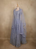 Light Purple Floral Thread and Mirror Embroidered Design Net Anarkali Gown with Dupatta
