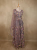 Light Purple Floral Thread and Mirror Embroidered Design Net Lehenga with Dupatta