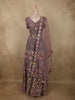 Light Purple Floral Thread and Mirror Embroidered Design Net Lehenga with Dupatta