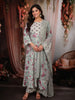 Light Purple Floral Vine Printed Design Cotton Anarkali Salwar Suit with Dupatta