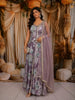 Light Purple Floral and Leafy Botanical Printed Design Chiffon Lehenga with Matching Dupatta