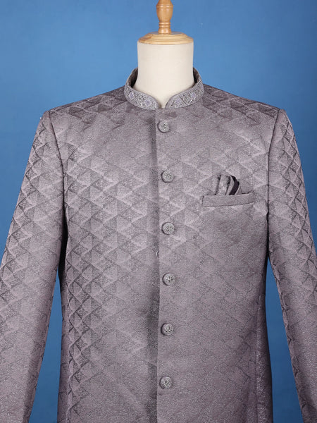Light Purple Geometric Design Viscose Men's Suit - Diadem