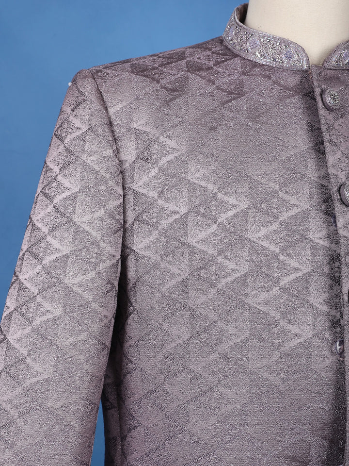 Light Purple Geometric Design Viscose Men's Suit - Diadem