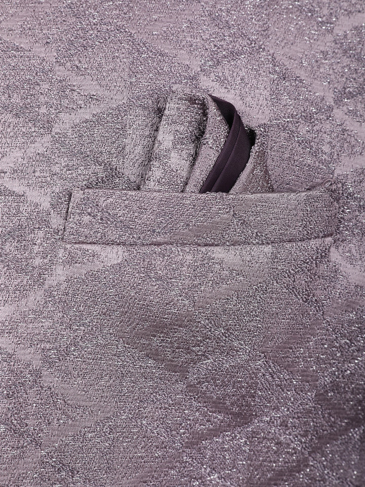 Light Purple Geometric Design Viscose Men's Suit - Diadem