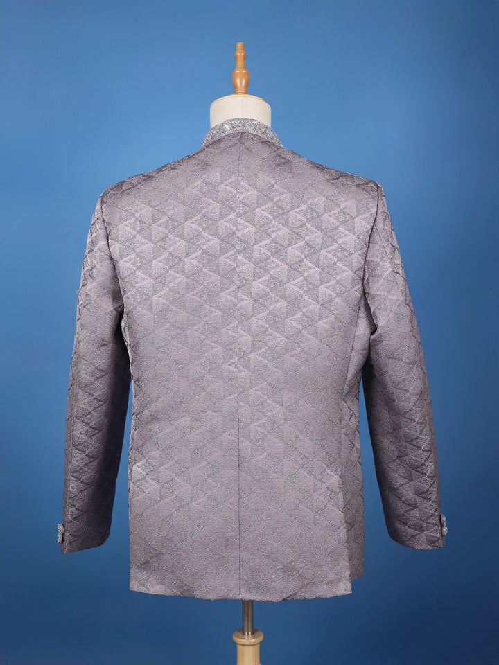 Light Purple Geometric Design Viscose Men's Suit - Diadem