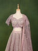 Light Purple Heavy Sequins and Beads Embroidered Design Net Bridal Lehenga with Matching Dupatta