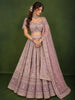 Light Purple Heavy Sequins and Beads Embroidered Design Net Bridal Lehenga with Matching Dupatta