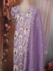 Light Purple Ikat Printed Design Cotton Unstitched Salwar Material