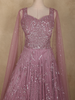 Light Purple Sequins and Beads Embroidered Design Net Party Gown