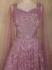 Light Purple Sequins and Beads Embroidered Design Net Party Gown
