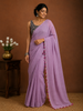Light Purple Solid Design Cotton Casual Wear Saree with Kalamkari Blouse