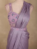Light Purple Solid Design Georgette Ready To Wear Saree with Designer Blouse