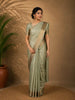 Light Sage Green Leaf Design Semi Tussar Saree