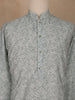 Light Sage Green Sequin Embellished Printed Kurta for Men - Diadem
