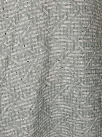 Light Sage Green Sequin Embellished Printed Kurta for Men - Diadem