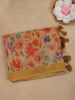 Light Yellow Floral Design Semi Tussar Saree