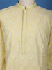 Light Yellow Floral Designed Cotton Kurta Set - Diadem