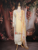 Light Yellow Floral Embroidered Design Cotton Straight Cut Salwar Suit