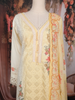 Light Yellow Floral Embroidered Design Cotton Straight Cut Salwar Suit