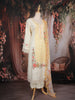 Light Yellow Floral Embroidered Design Cotton Straight Cut Salwar Suit