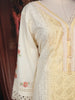 Light Yellow Floral Embroidered Design Cotton Straight Cut Salwar Suit