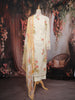 Light Yellow Floral Embroidered Design Cotton Straight Cut Salwar Suit
