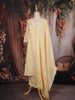 Light Yellow Floral Print Cotton Salwar with Dupatta