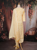 Light Yellow Floral Print Cotton Salwar with Dupatta