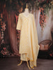 Light Yellow Floral Print Cotton Salwar with Dupatta