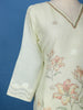 Light Yellow Floral Printed Cotton Salwar With Dupatta