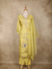 Light Yellow Floral Sequins Embroidered Tissue Silk Salwar Suit with Dupatta