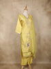 Light Yellow Floral Sequins Embroidered Tissue Silk Salwar Suit with Dupatta