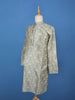 Light Yellow Floral Woven Silk Kurta For Men - Diadem