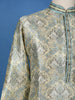 Light Yellow Floral Woven Silk Kurta For Men - Diadem