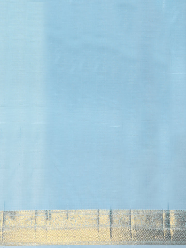 Light Blue Diamond Woven Pure Kanchipuram Silk Saree - Diadem