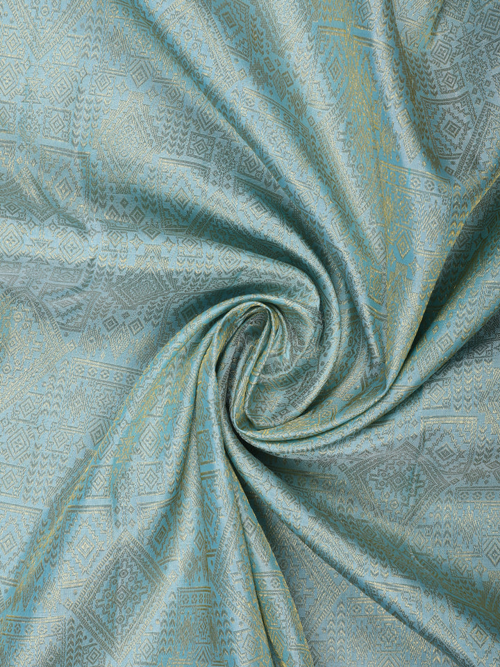 Light Blue Diamond Woven Pure Kanchipuram Silk Saree - Diadem