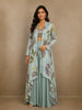 Light Blue Floral Design Crepe Palazzo Suit