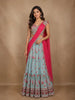 Light Blue Floral Design Crepe Silk Palazzo Suit