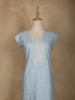 Light Blue Floral Designed Cotton Kurti - Diadem