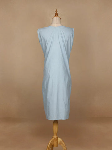 Light Blue Floral Designed Cotton Kurti - Diadem
