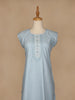 Light Blue Floral Designed Cotton Kurti - Diadem
