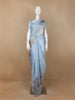 Light Blue Floral Designed Cotton Saree - Diadem