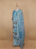Light Blue Floral Designed Cotton Straight Cut Salwar Suit - Diadem
