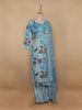 Light Blue Floral Designed Cotton Straight Cut Salwar Suit - Diadem