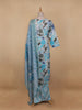Light Blue Floral Designed Cotton Straight Cut Salwar Suit - Diadem