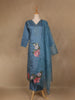 Light Blue Floral Designed Embroidered Georgette Salwar Suit - Diadem