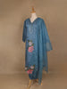 Light Blue Floral Designed Embroidered Georgette Salwar Suit - Diadem