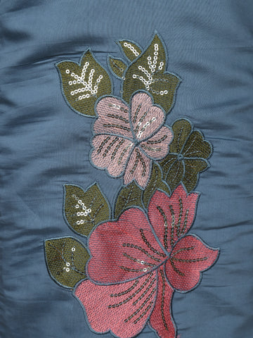 Light Blue Floral Designed Embroidered Georgette Salwar Suit - Diadem